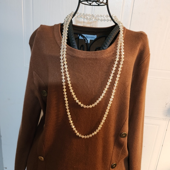 unbranded Accessories - Vintage Glass Bead Necklace Clear Faceted Hand Knotted String Long 30"